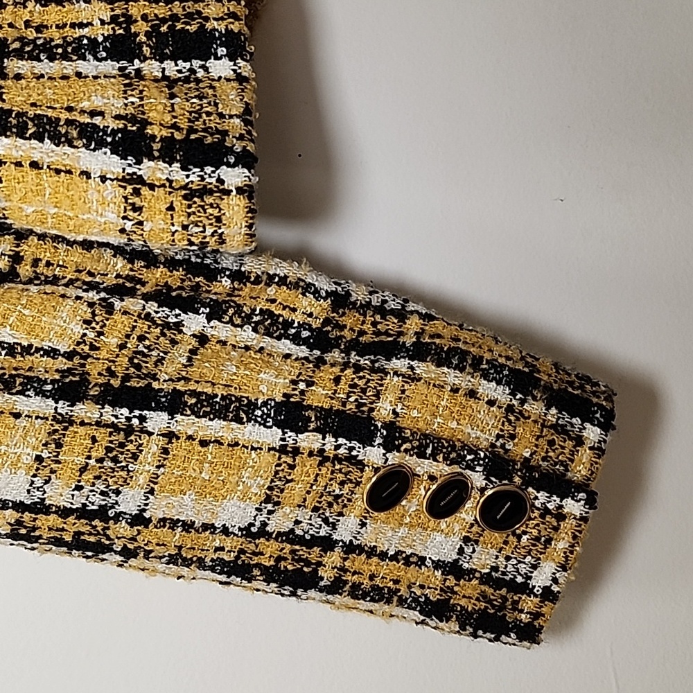 Lord & Taylor Vintage Plaid Double-Breasted  Tweed Blazer Jacket Size 4 - Picture 13 of 16